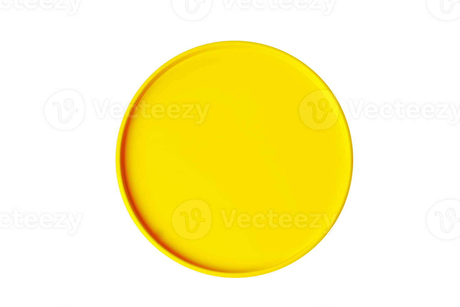 Empty round yellow ceramic plate on transparent background png