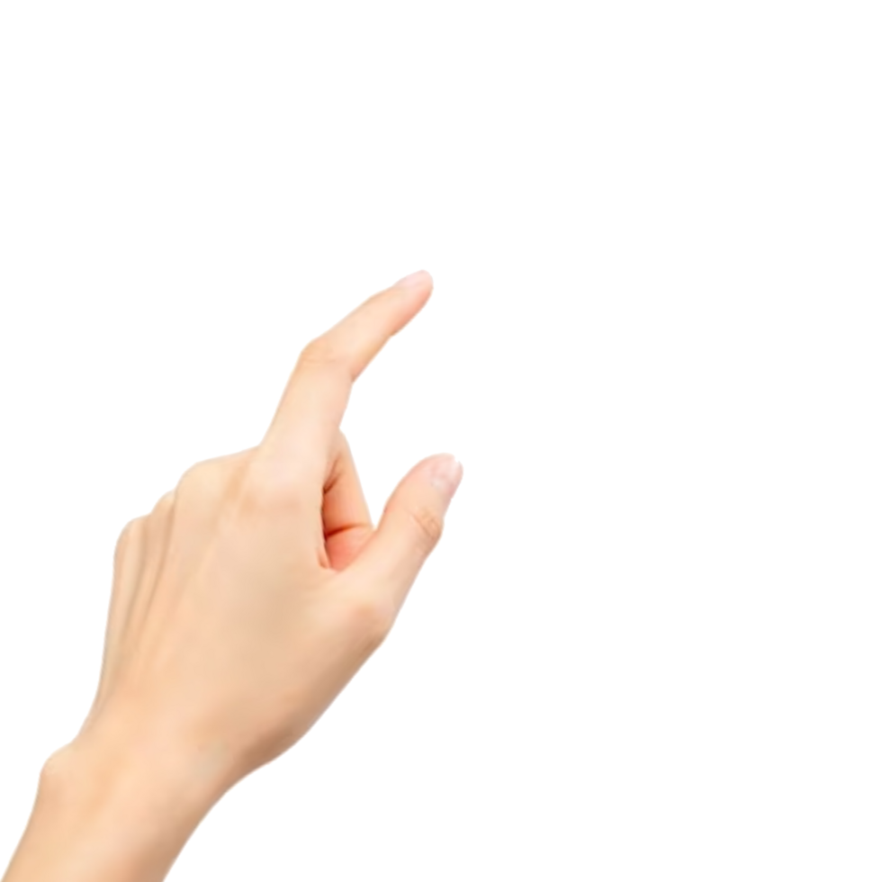 hand pointing upwards on isolated transparant background png