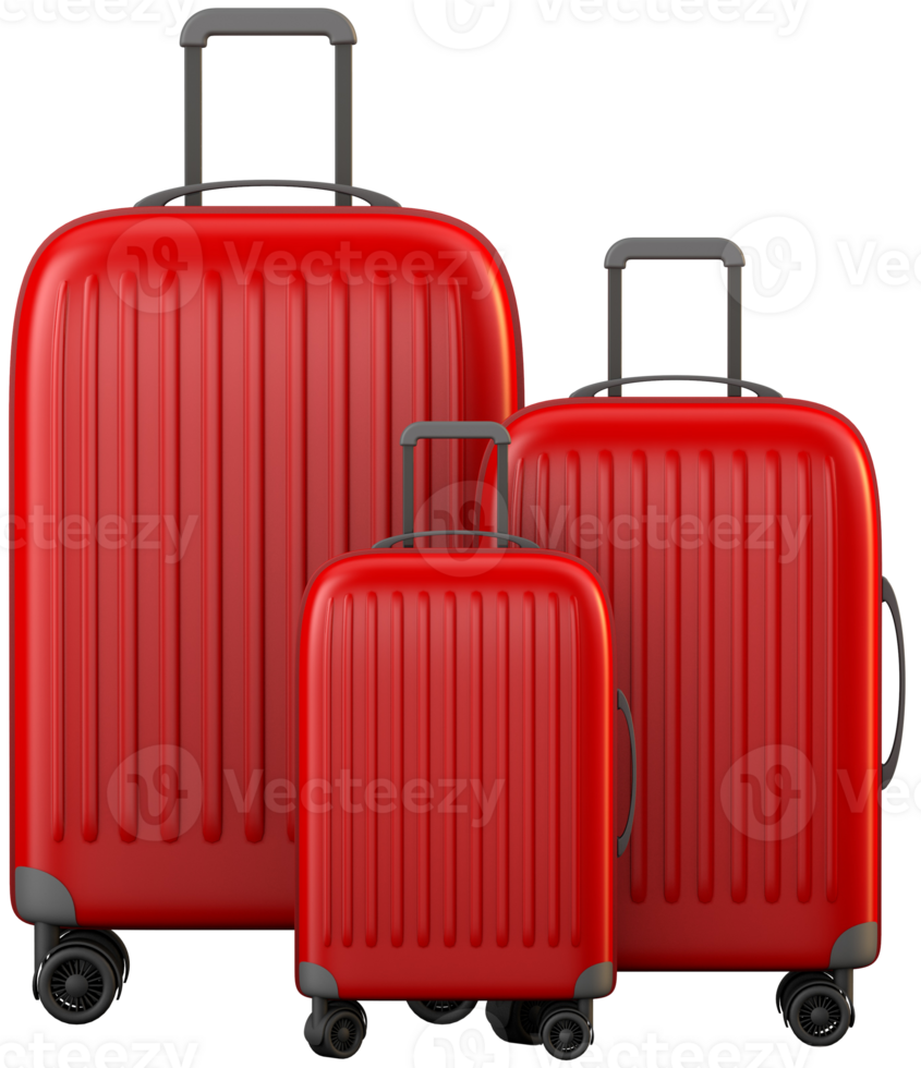 Red suitcases a travel accessories concept png