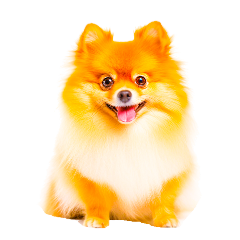 Very happy golden Pomeranian on a transparent background png