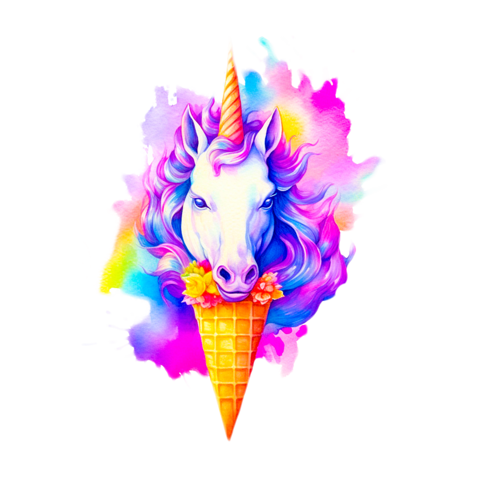 unicorn ice cream cartoon illustration png