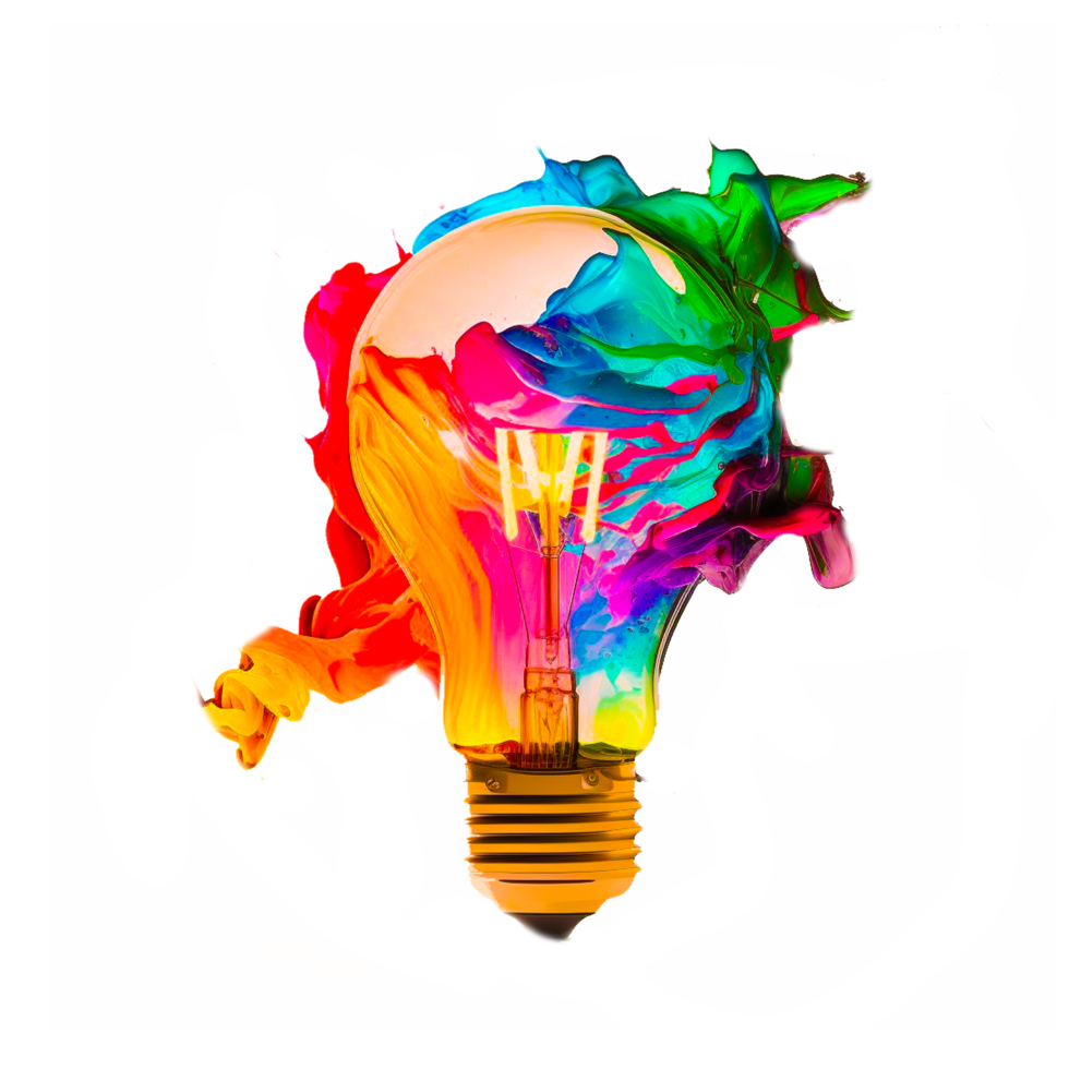 illustration de coloré ampoule avec éclaboussure de couleurs génératif ai png