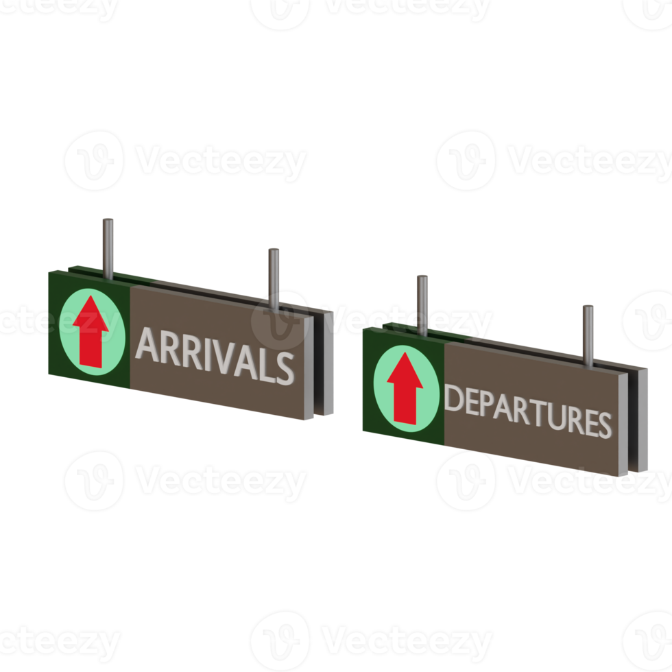 3d rendered arrival departure signage perfect for airport design project png