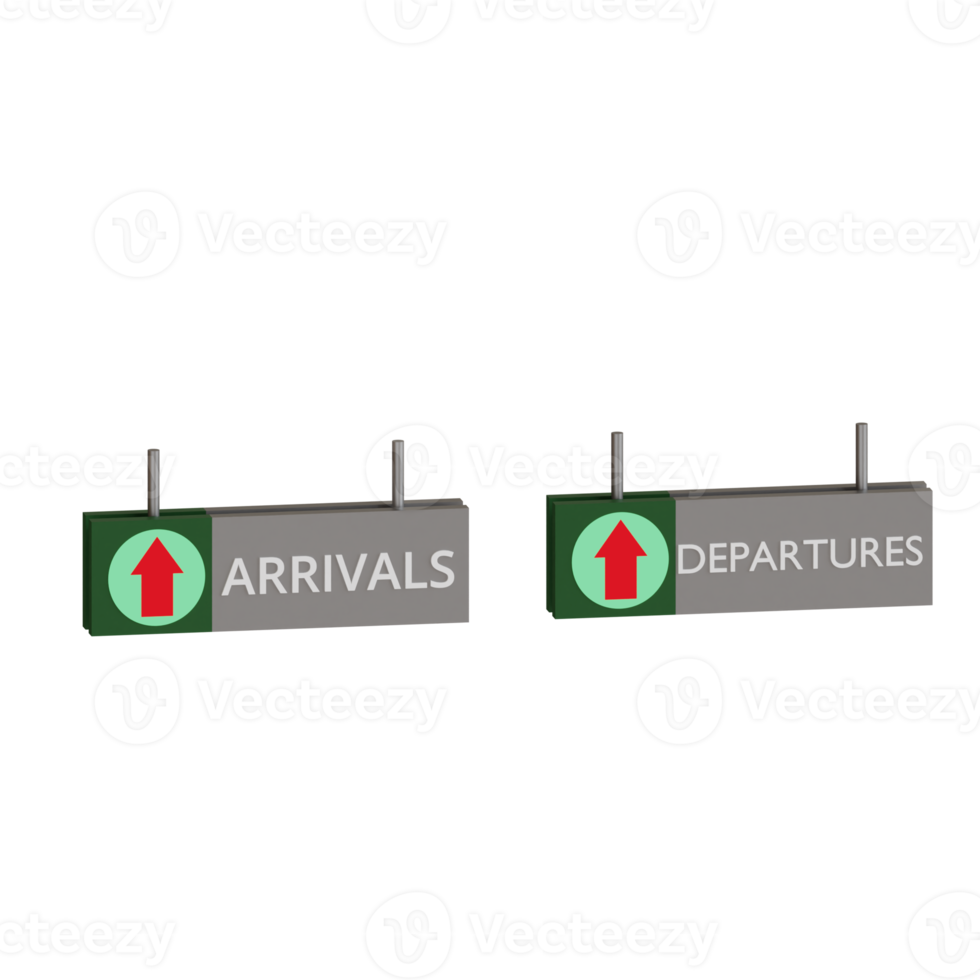 3d rendered arrival departure signage perfect for airport design project png