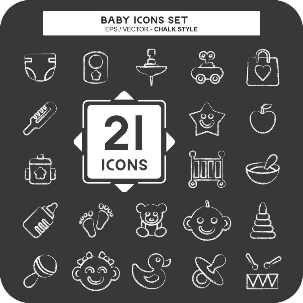 Icon Set Baby. suitable for Kids symbol. chalk Style. simple design editable vector