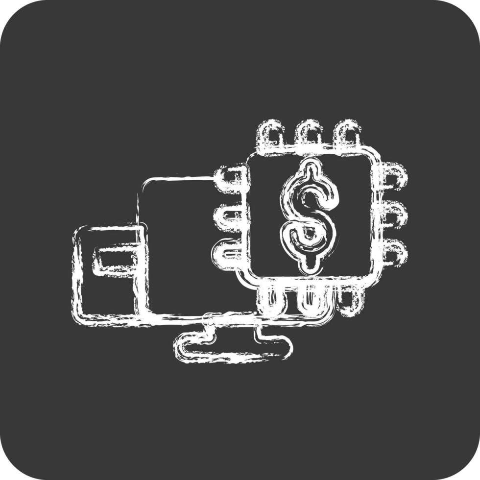 Icon Fintech Technology. suitable for education symbol. chalk Style. simple design editable vector