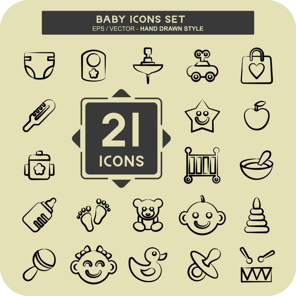 icono conjunto bebé. adecuado para niños símbolo. mano dibujado estilo. sencillo diseño editable vector