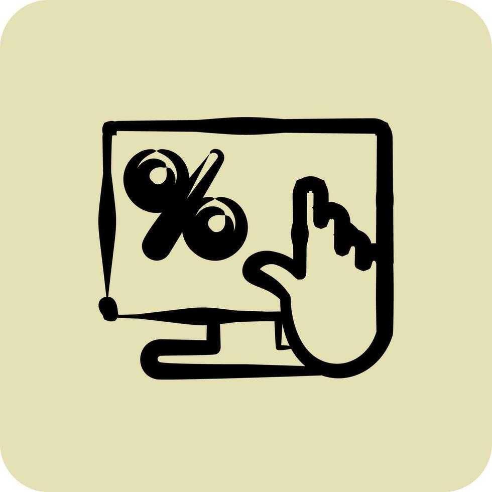 Icon Online Loan. suitable for education symbol. hand drawn style. simple design editable vector