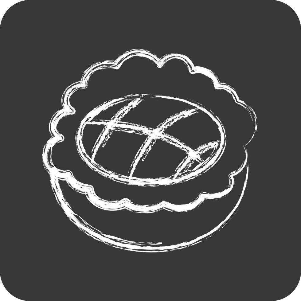 icono manzana tarta. adecuado para panadería símbolo. tiza estilo. sencillo diseño editable. diseño modelo vector