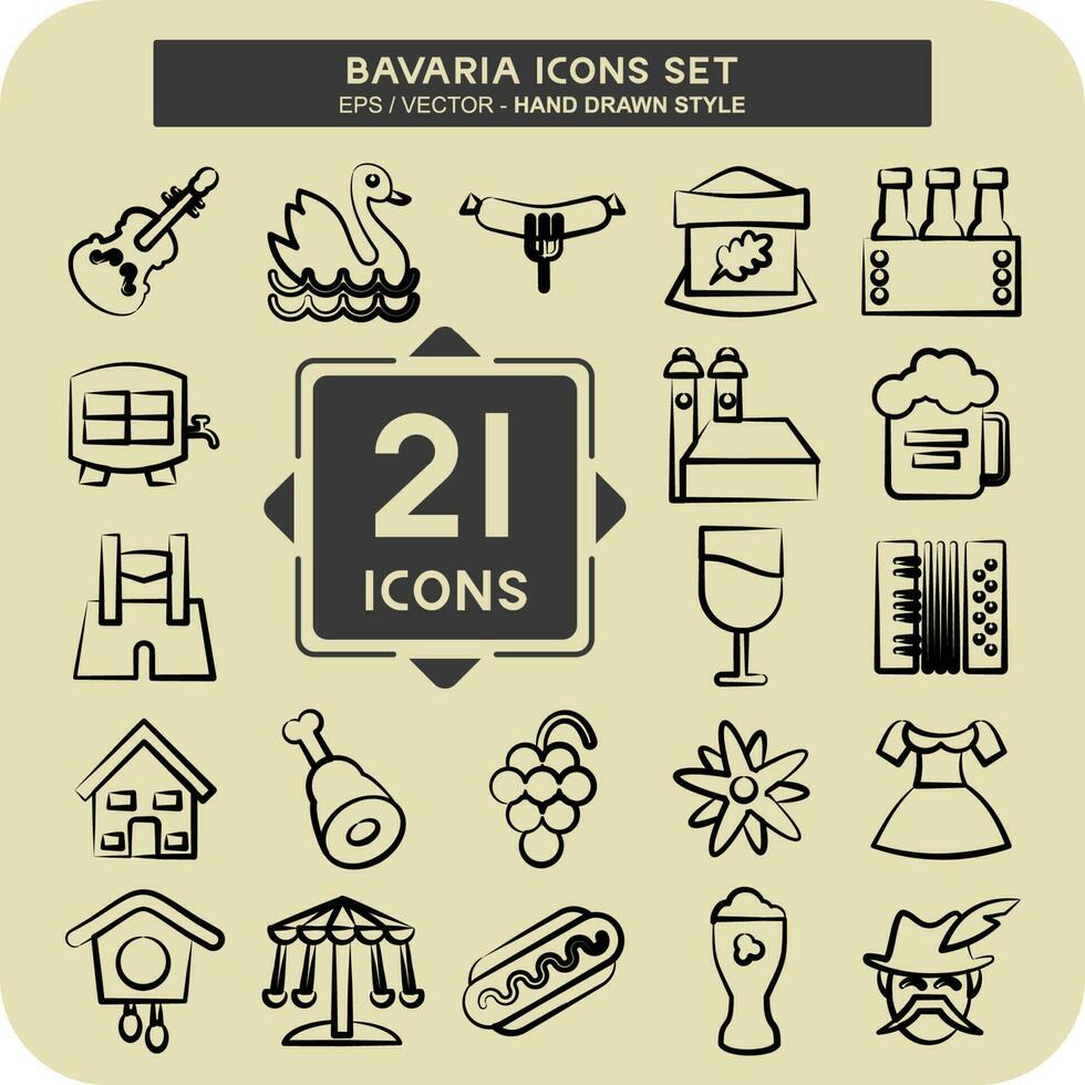 Icon Set Bavaria. suitable for education symbol. hand drawn style. simple design editable vector