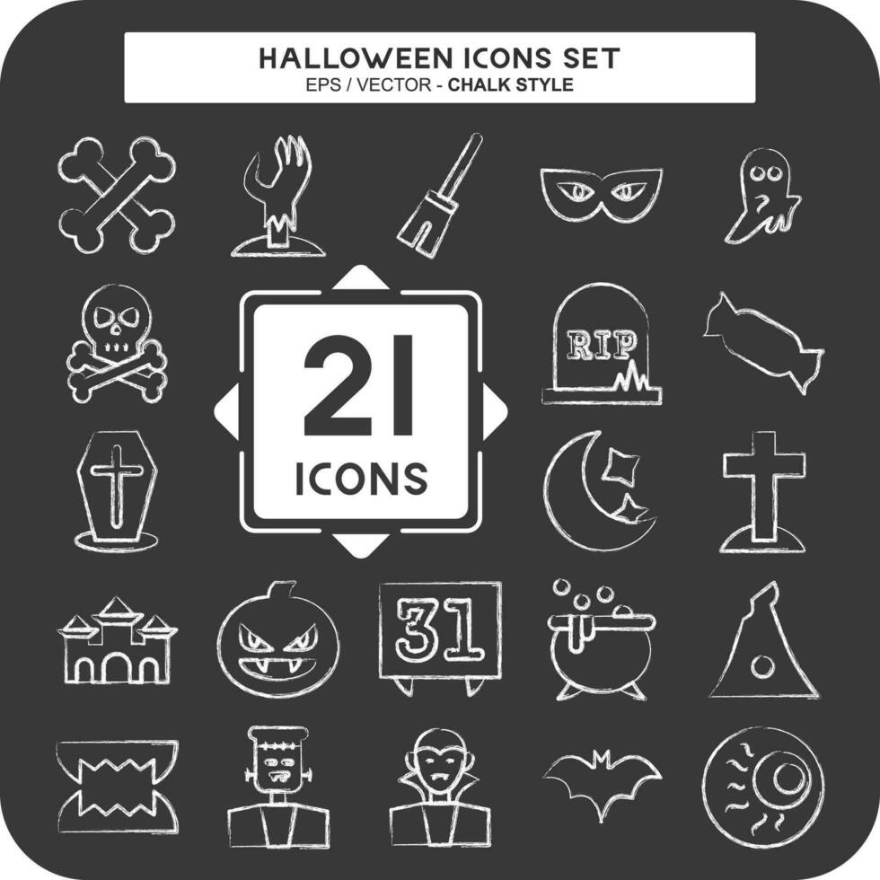Icon Set Halloween. suitable for Halloween symbol. chalk Style. simple design editable vector