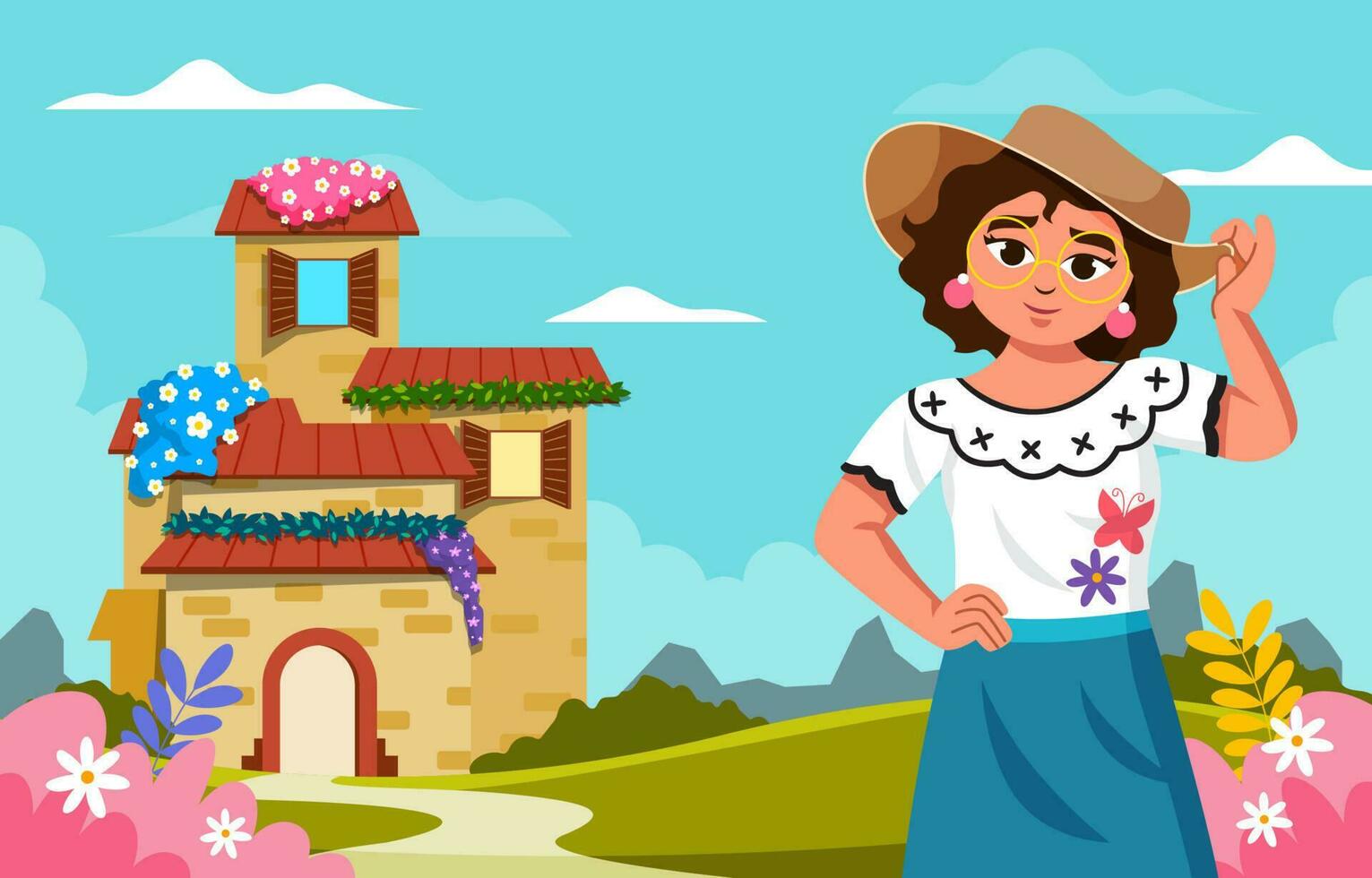Latino Female Character Background vector