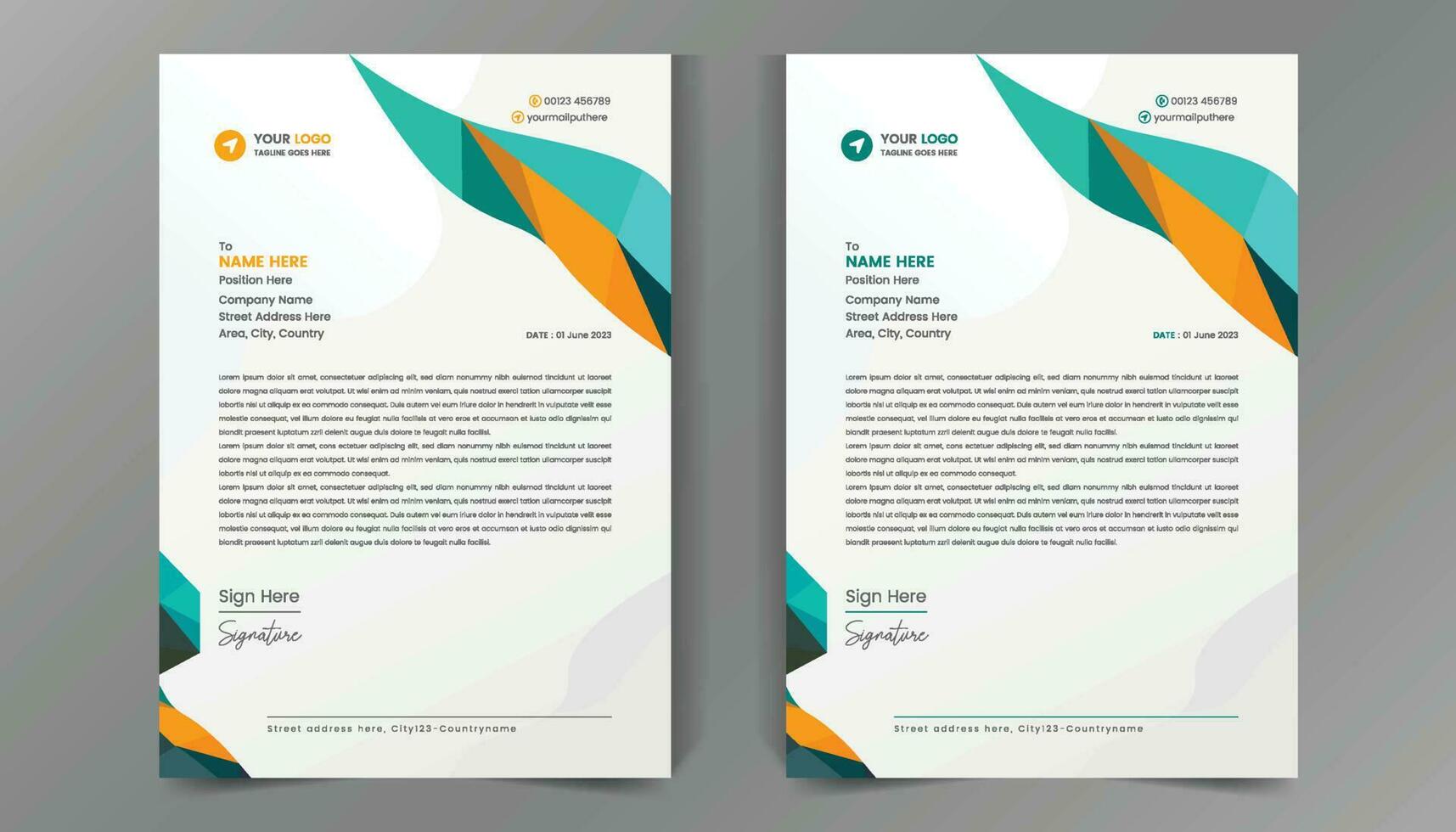 Vector modern corporate letterhead design template. creative geometrical colorful modern letterhead design template