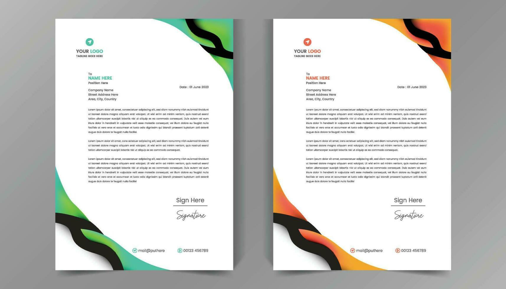 Vector modern corporate letterhead design template. creative colorful modern letterhead design template