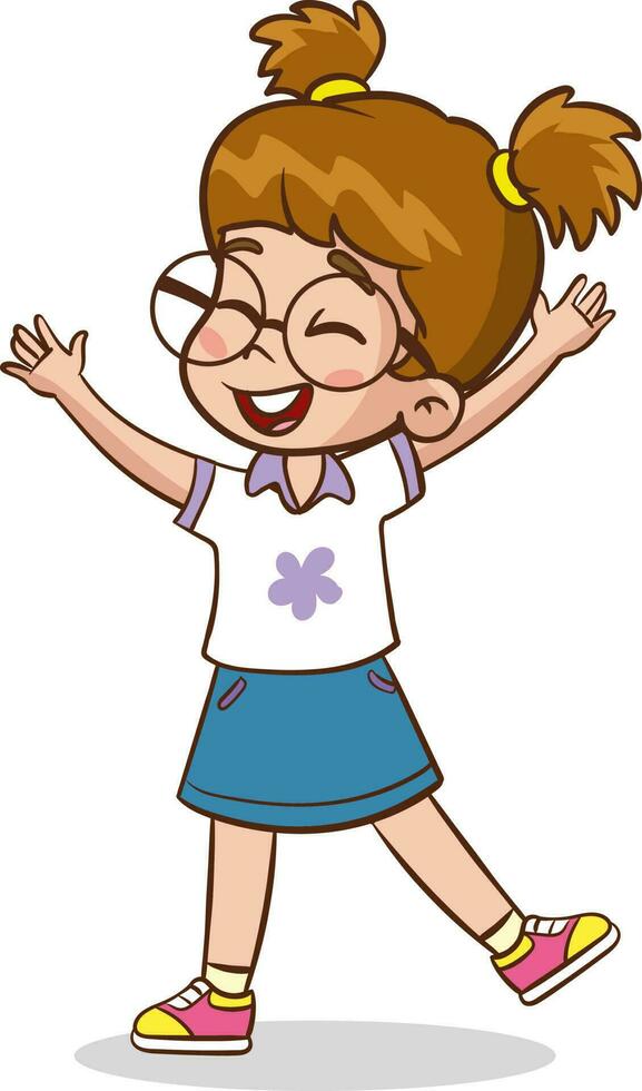 cute little kid jump and feel happy vector