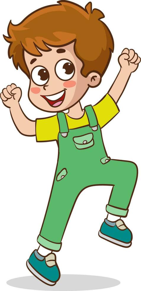 cute little kid jump and feel happy vector