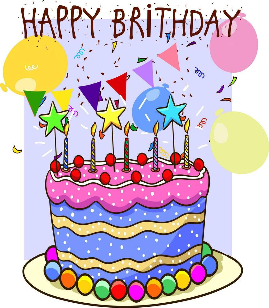 colorful birthday cake vector illustration