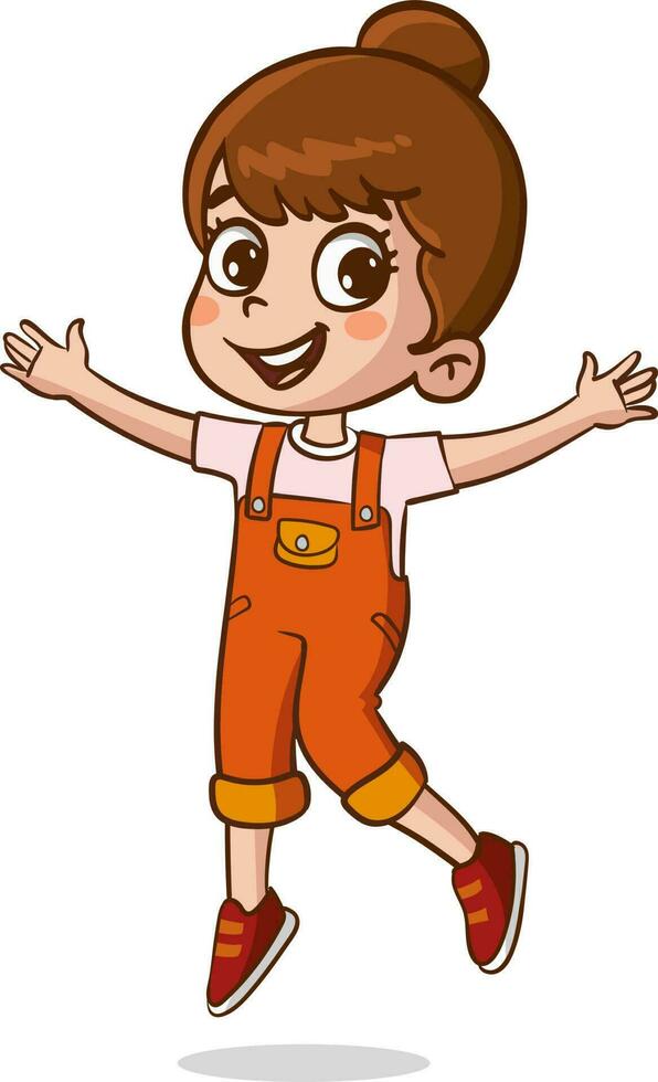 cute little kid jump and feel happy vector