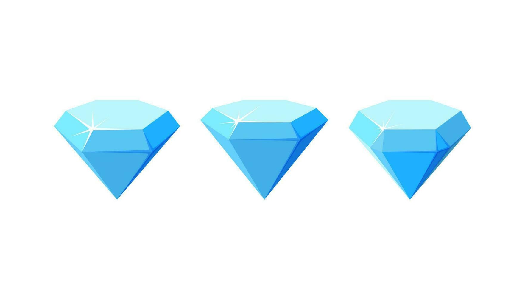 diamantes con diferente corte. conjunto de azul diamante cristales aislado en blanco antecedentes. vector ilustración
