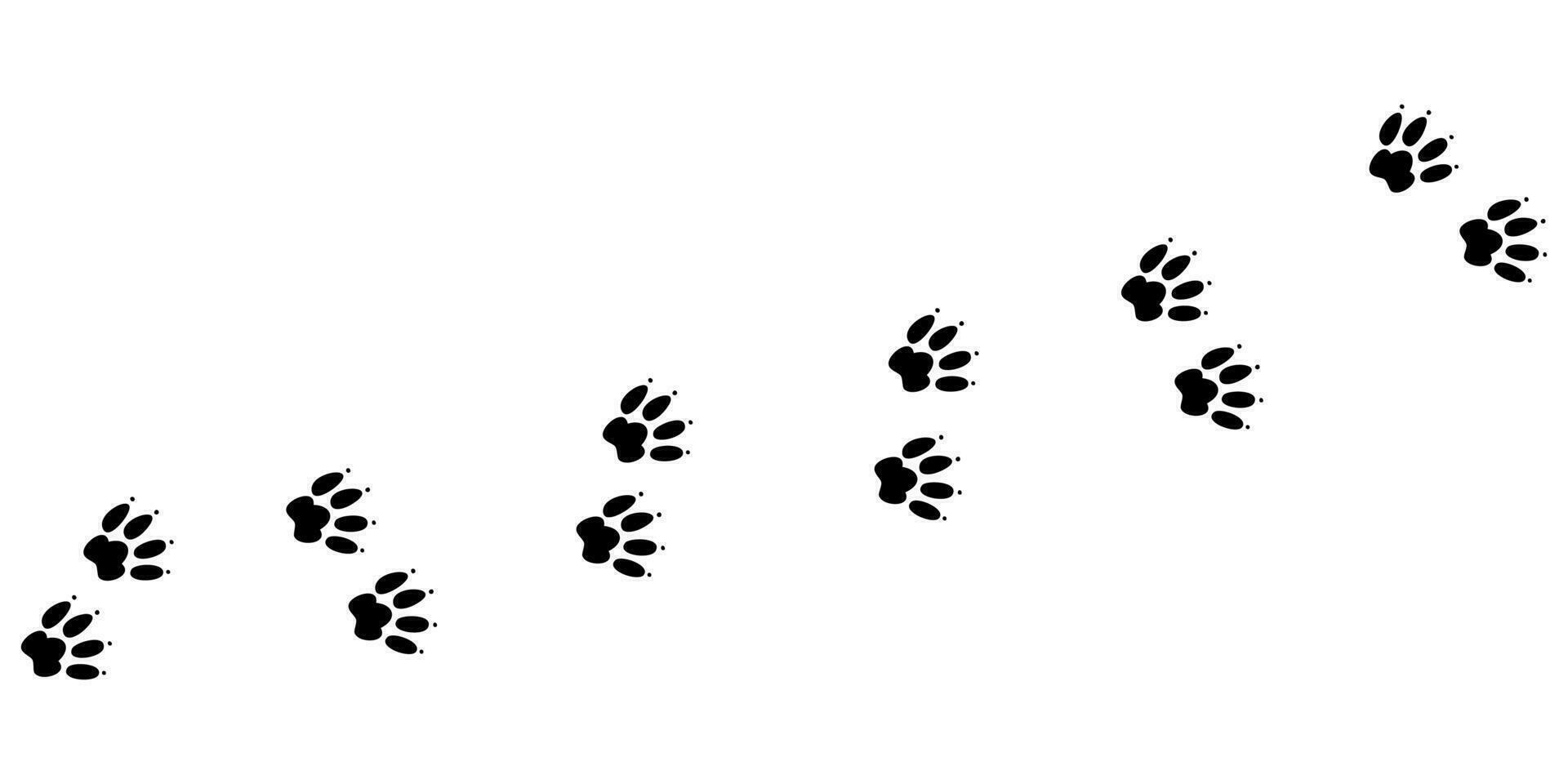 Animal pawprint trail. Sketch footprints of a rabbit, bunny, cat or dog. Vector illustration