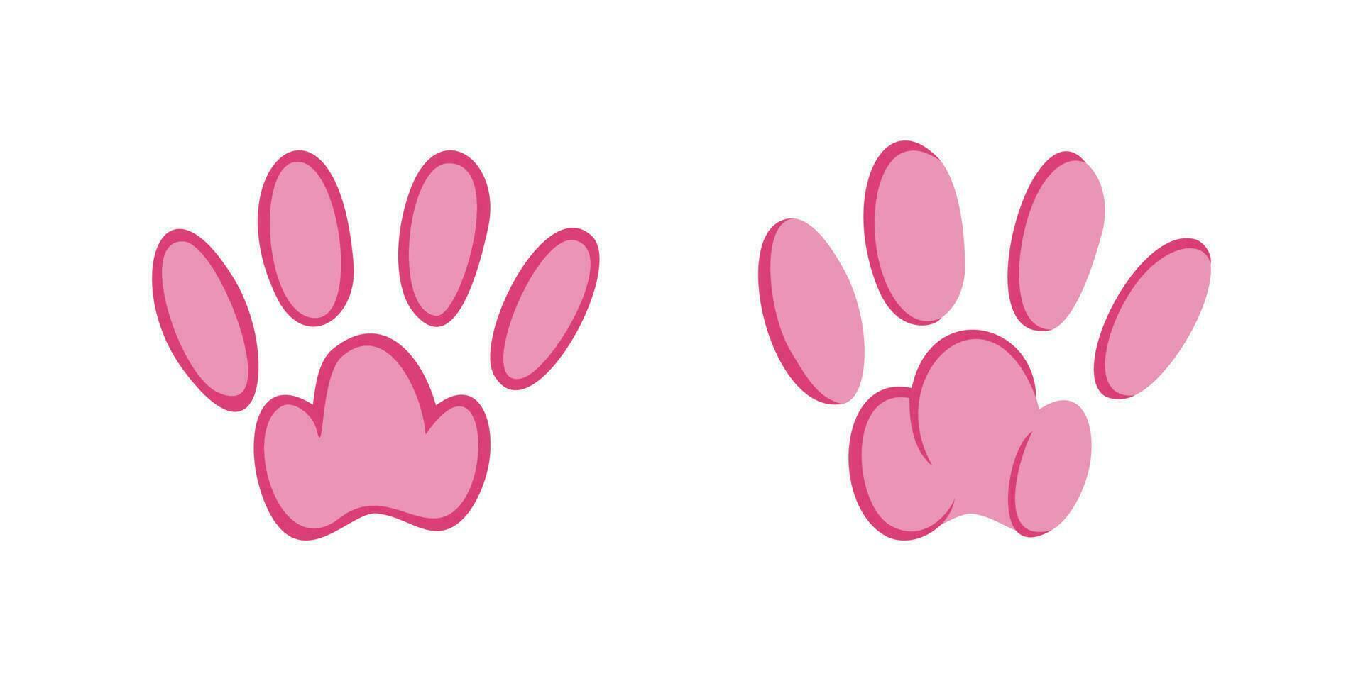 Pink animal pawprints. Sketch footprints of a rabbit, bunny, cat or dog. Vector illustration