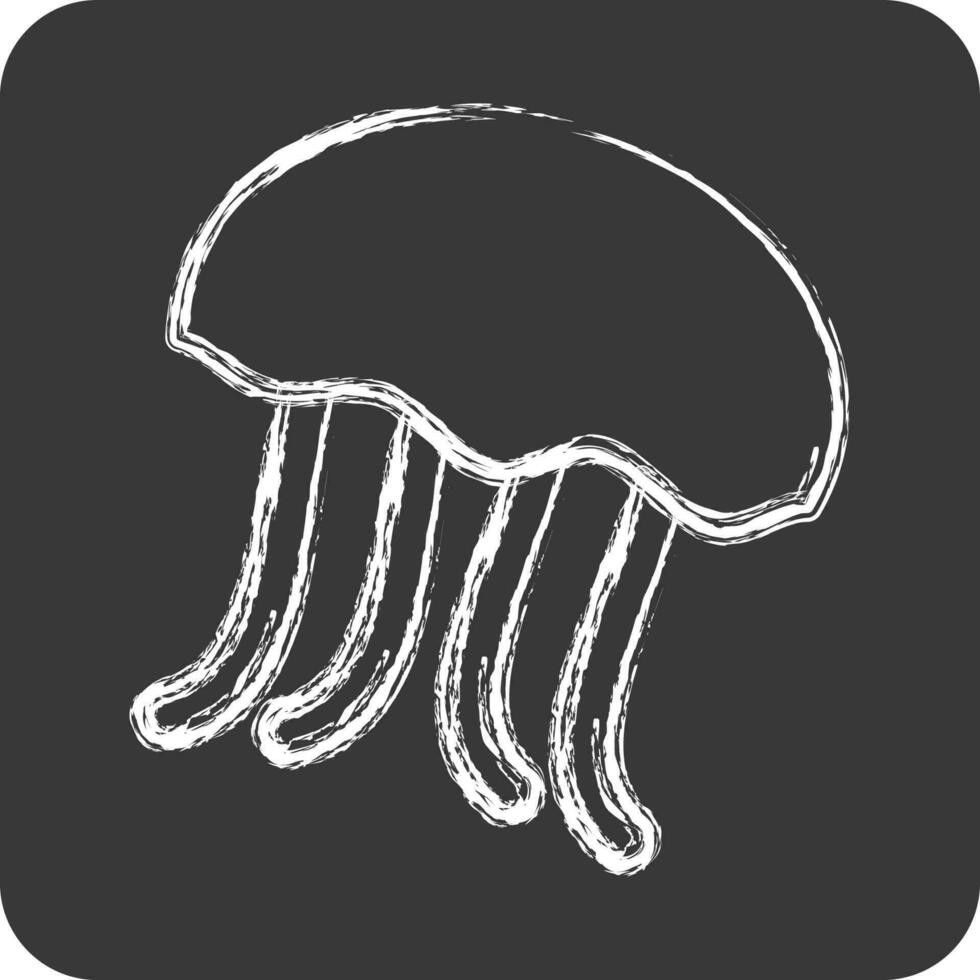 Icon Jelly Fish. suitable for seafood symbol. chalk Style. simple design editable. design template vector