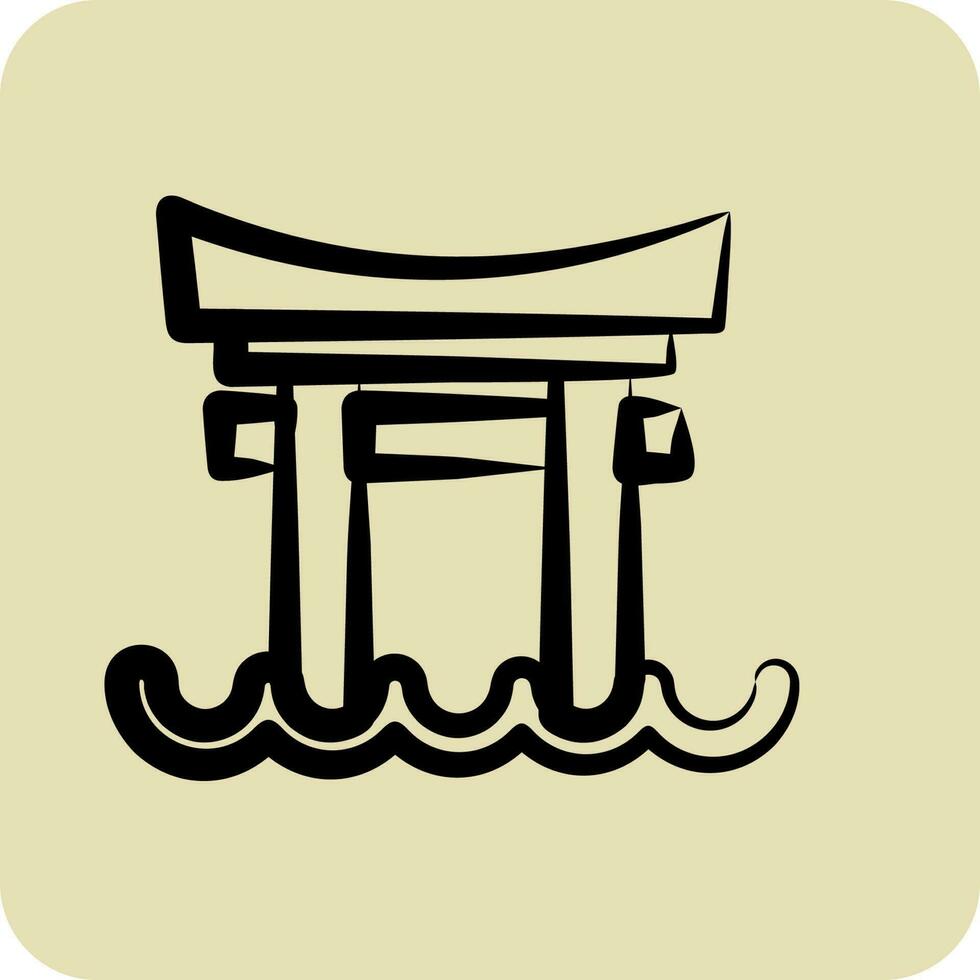 icono torii puerta. adecuado para japonés símbolo. mano dibujado estilo. sencillo diseño editable. diseño modelo vector