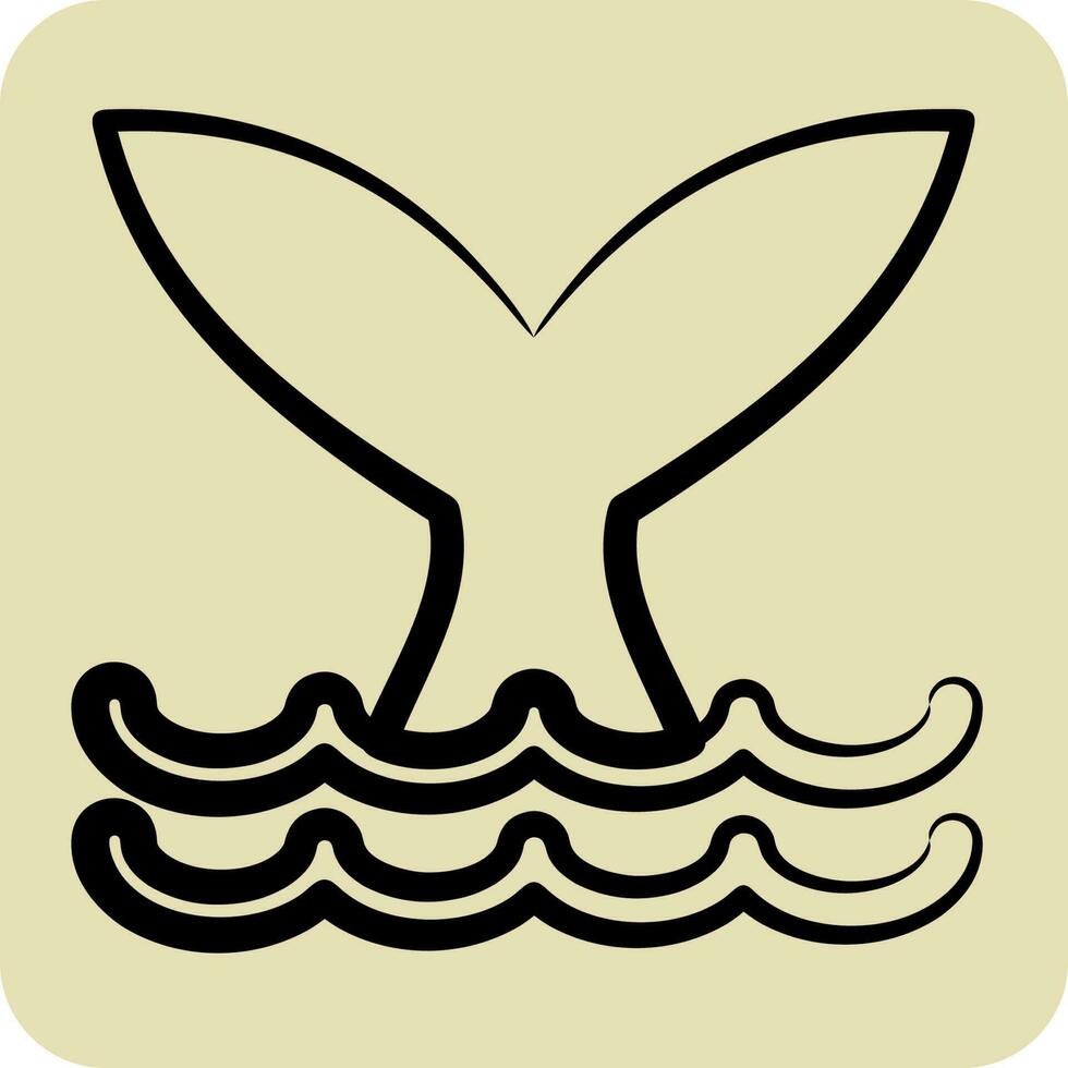 Icon Whale. suitable for seafood symbol. hand drawn style. simple design editable. design template vector