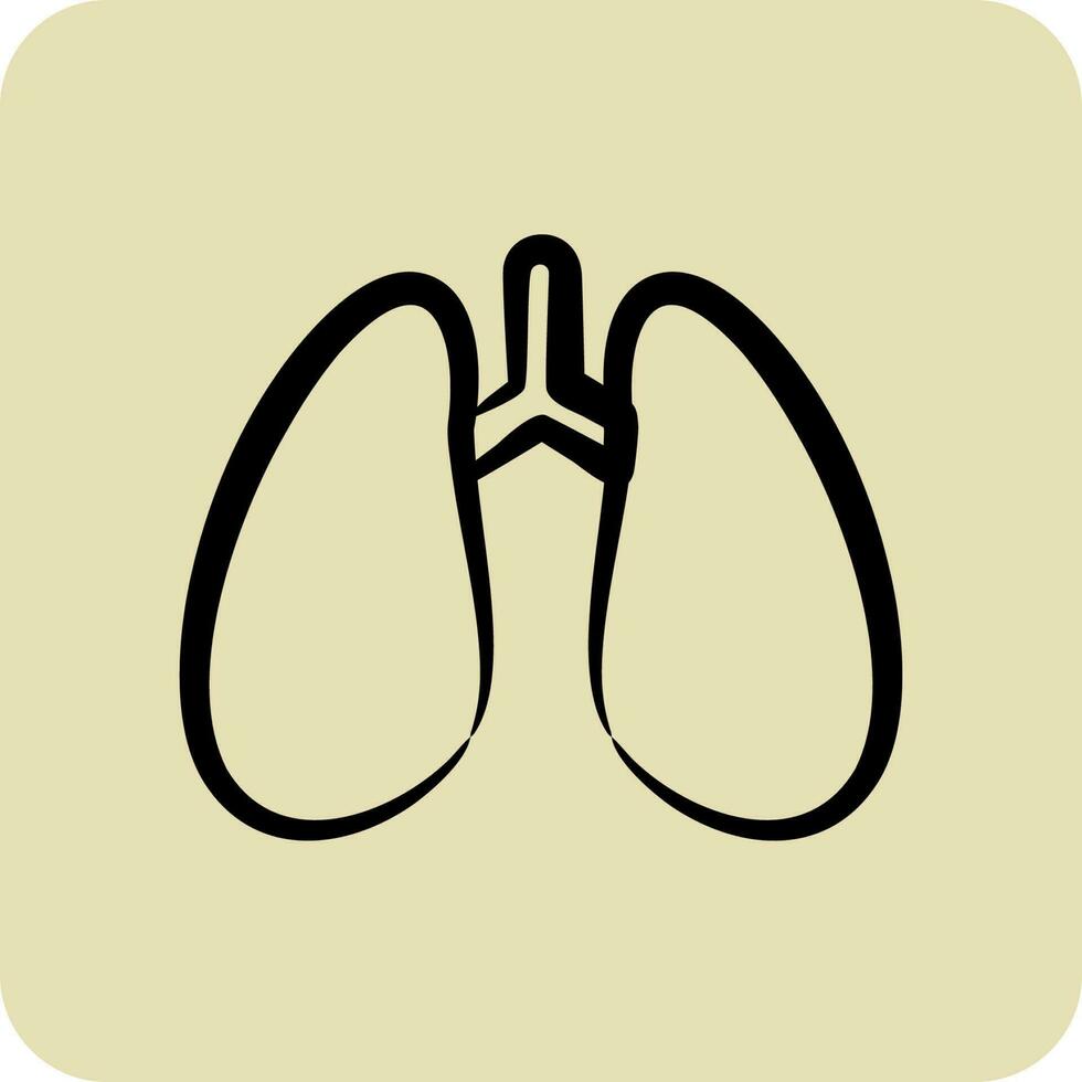 Icon Lungs. suitable for education symbol. hand drawn style. simple design editable. design template vector