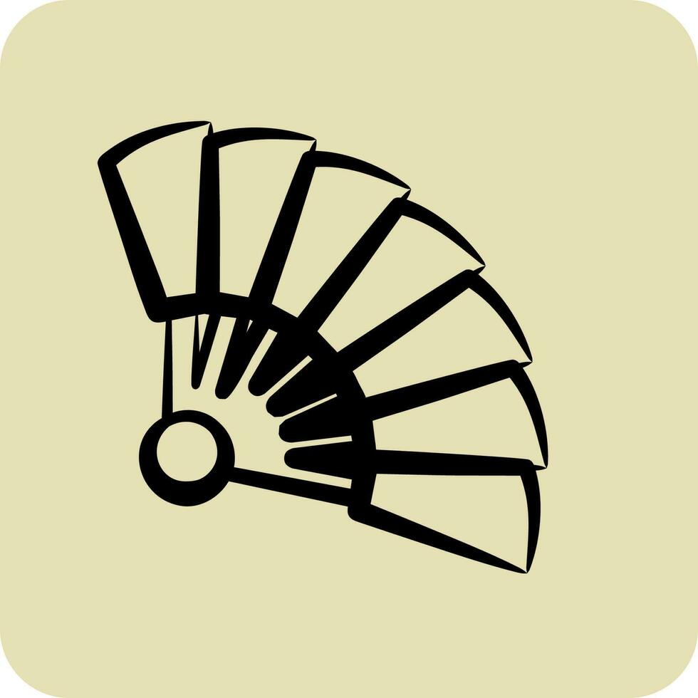 Icon Hand Fan. suitable for Japanese symbol. hand drawn style. simple design editable. design template vector