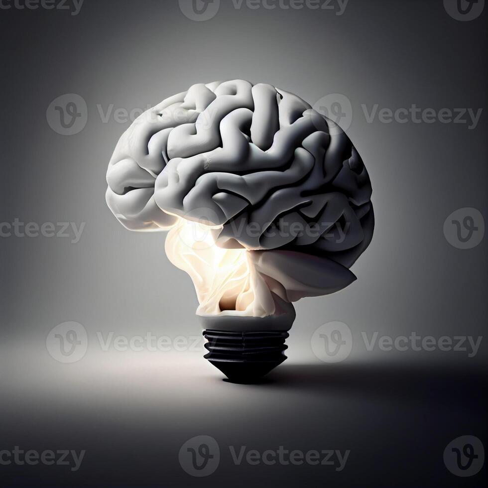 there is a light bulb with brain inside of it. . photo