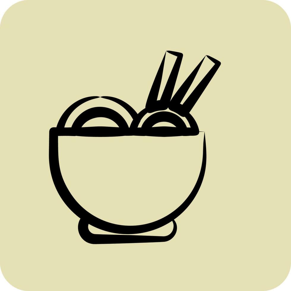 Icon Ramen. suitable for Japanese symbol. hand drawn style. simple design editable. design template vector
