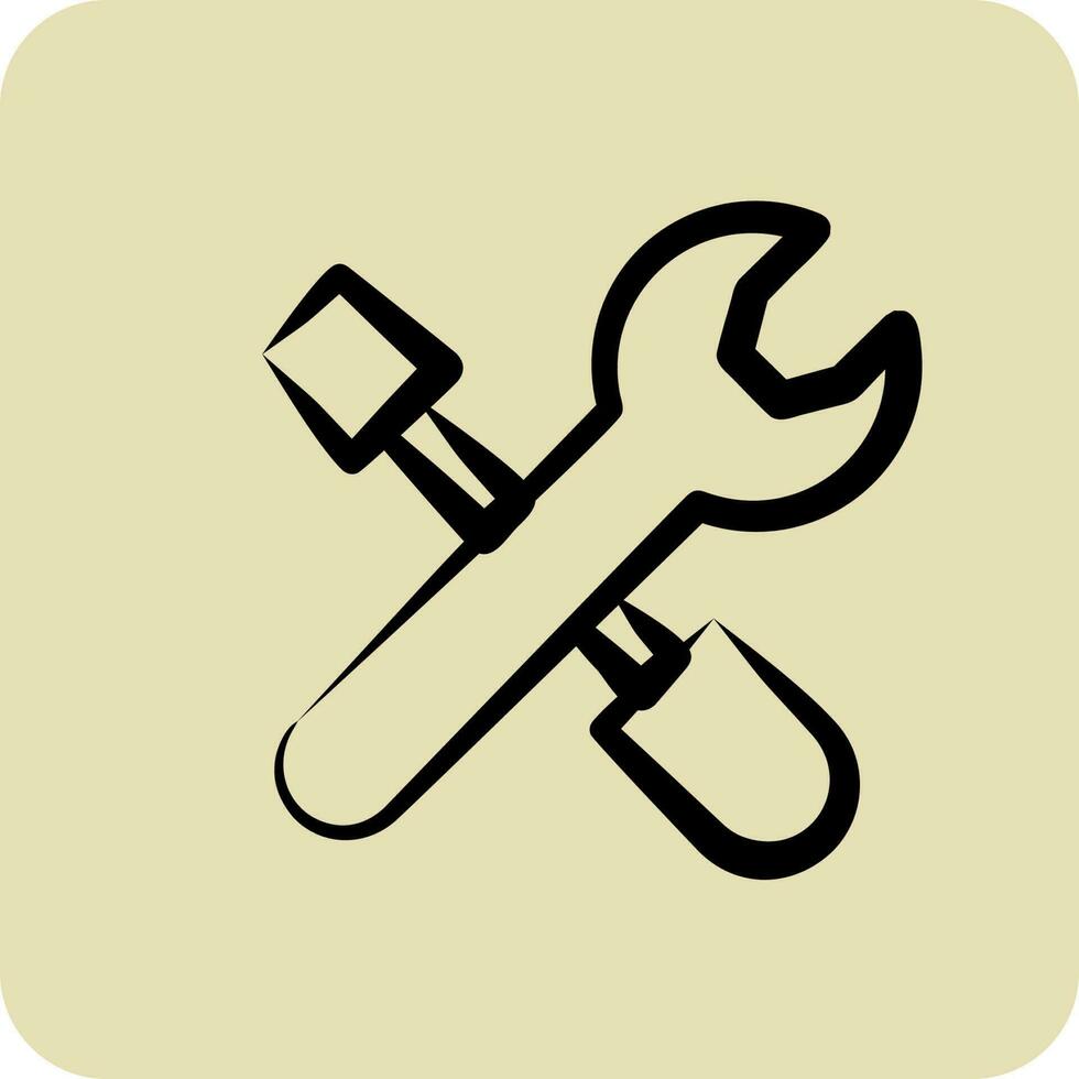 Icon Tools. suitable for building symbol. hand drawn style. simple design editable. design template vector