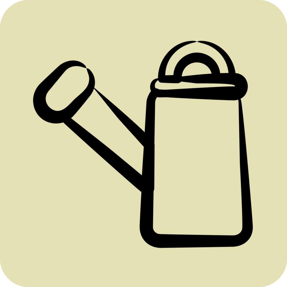 Icon Watering Can 2. related to Flora symbol. hand drawn style. simple illustration. plant. Oak. leaf. rose vector