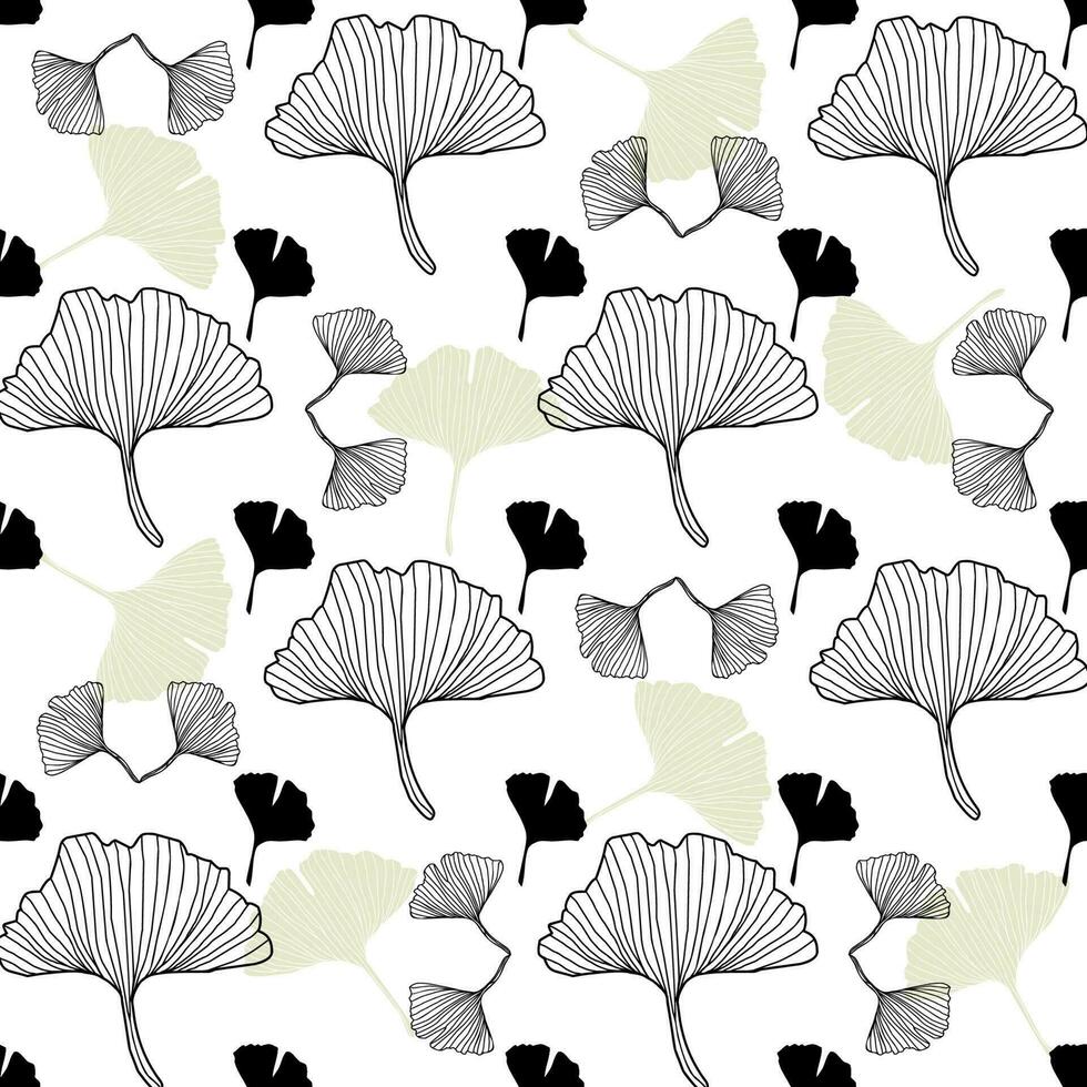 Ginko biloba Floral seamless pattern with ginkgo leaves. vector