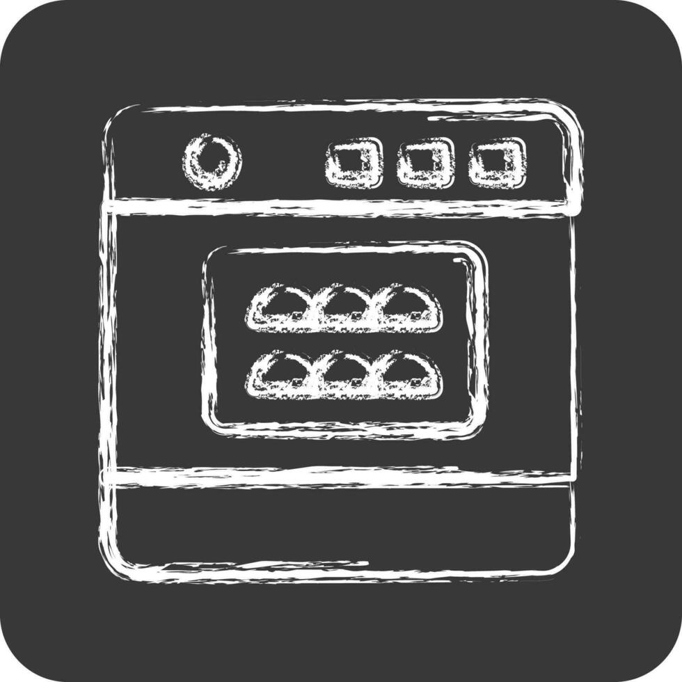 Icon Oven. suitable for Bakery symbol. chalk Style. simple design editable. design template vector