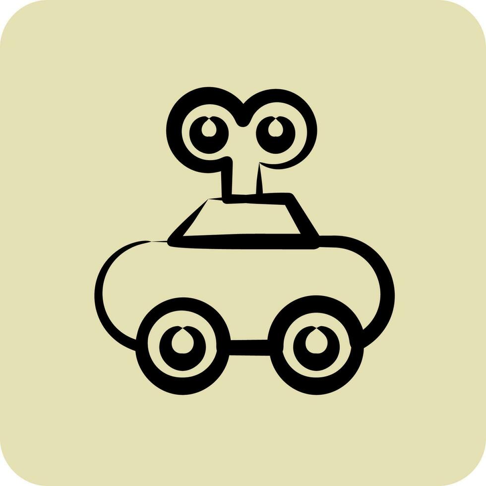 Icon Clockwork Car. suitable for Kids symbol. hand drawn style. simple design editable. design template vector