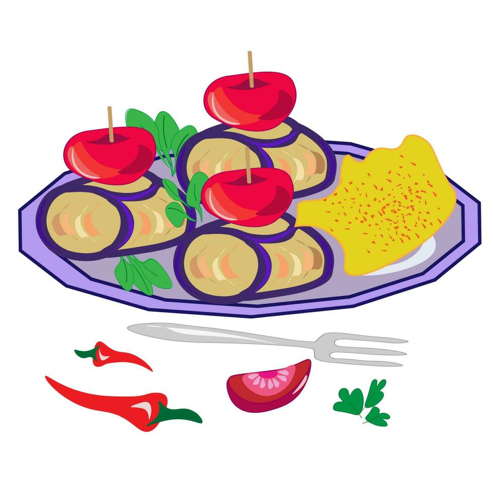 nacional cocina horneando menú platos desde vegetales y pescado restaurante cocina. un conjunto menú de delicioso platos de tradicional o nacional cocina en un plano dibujos animados dibujado a mano ilustración modelo. vector