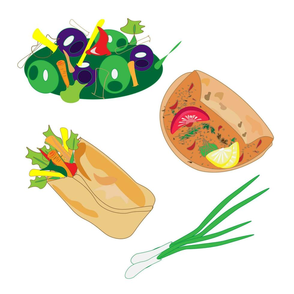 National food Baking menu dish Cuisine Restaurant Set Menu Delicious Dishes Traditional or National Food in Flat Cartoon Hand Drawn Template Illustration. vector