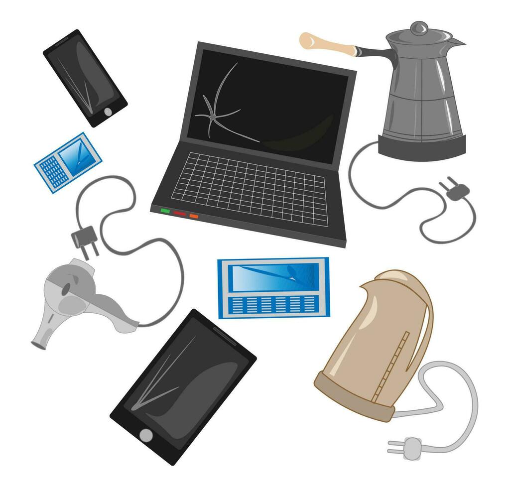 Waste recycling. Collection with types of recyclable Eco-friendly environment vector illustration.