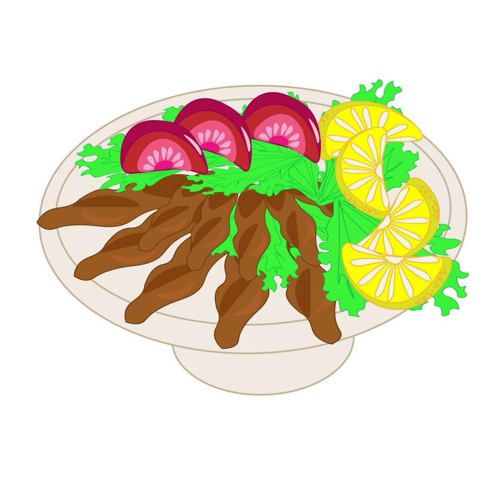 nacional cocina horneando menú platos desde vegetales y pescado restaurante cocina. un conjunto menú de delicioso platos de tradicional o nacional cocina en un plano dibujos animados dibujado a mano ilustración modelo. vector