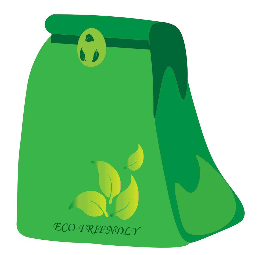 eco bolso embalaje ecología ,eco paquete, moderno plano vector concepto ilustración de un papel bolso ecológico estilo de vida.