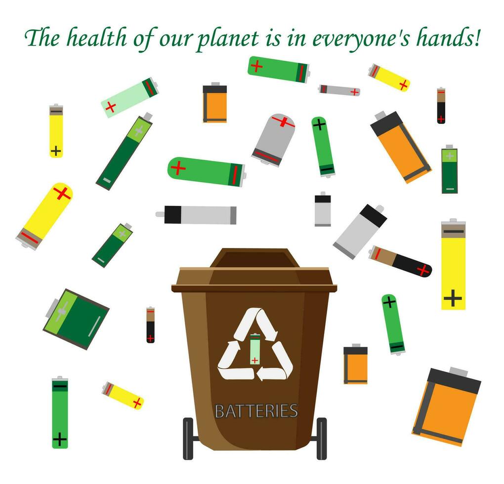 Waste recycling. Collection with types of recyclable Eco-friendly environment vector illustration.