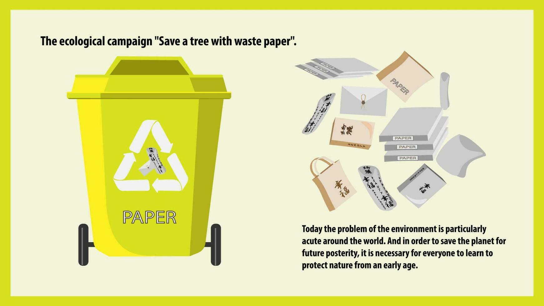 Waste recycling. Collection with types of recyclable Eco-friendly environment vector illustration.