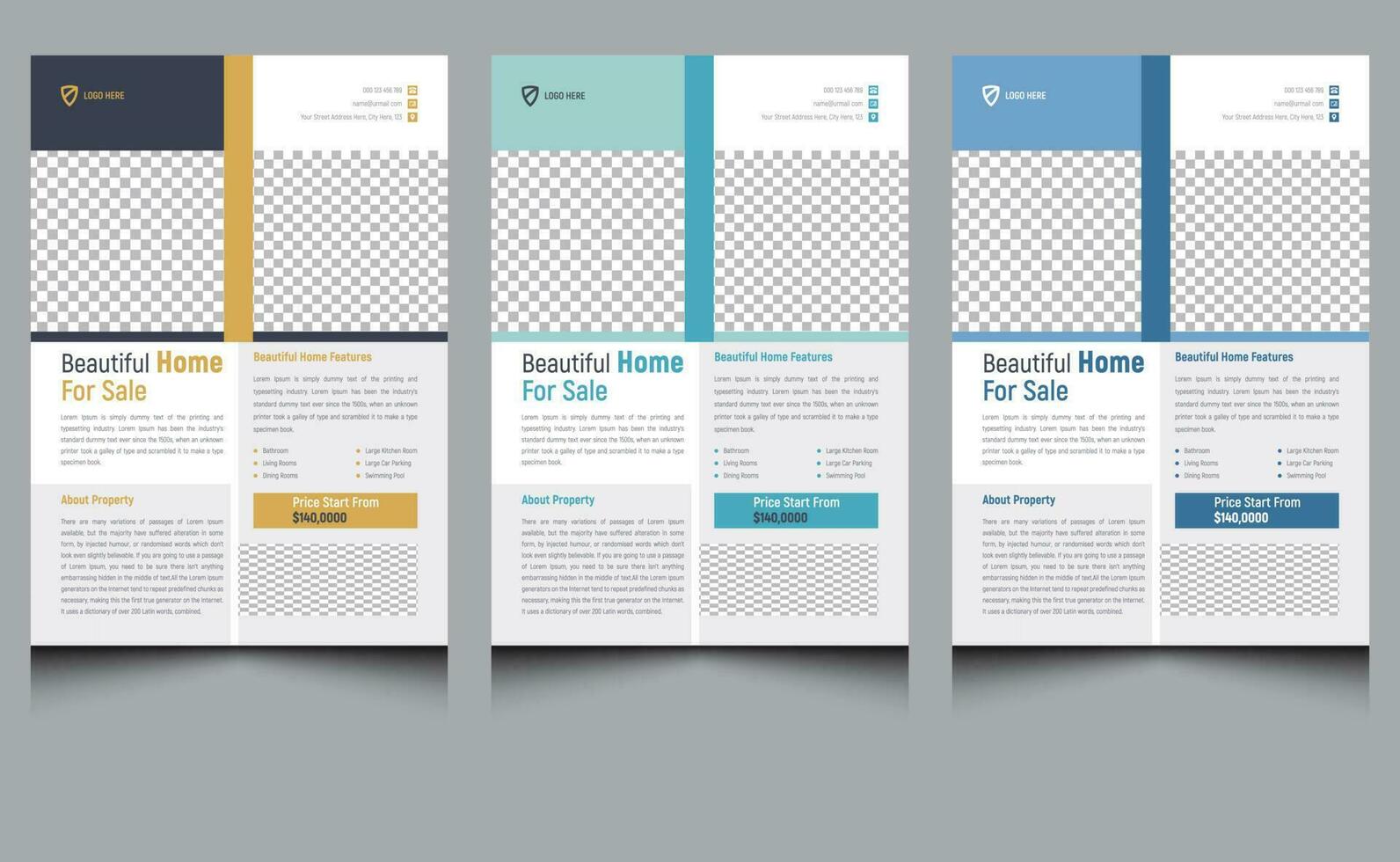 Simple luxury clean creative modern corporate professional abstract real estate property home for sale flyer template design. vector