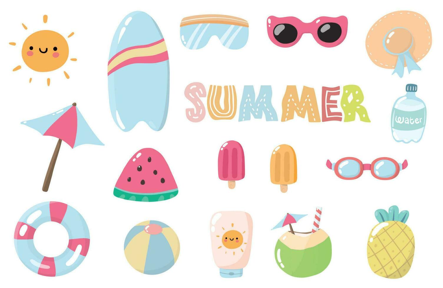 Summer beach collection in flat style vector