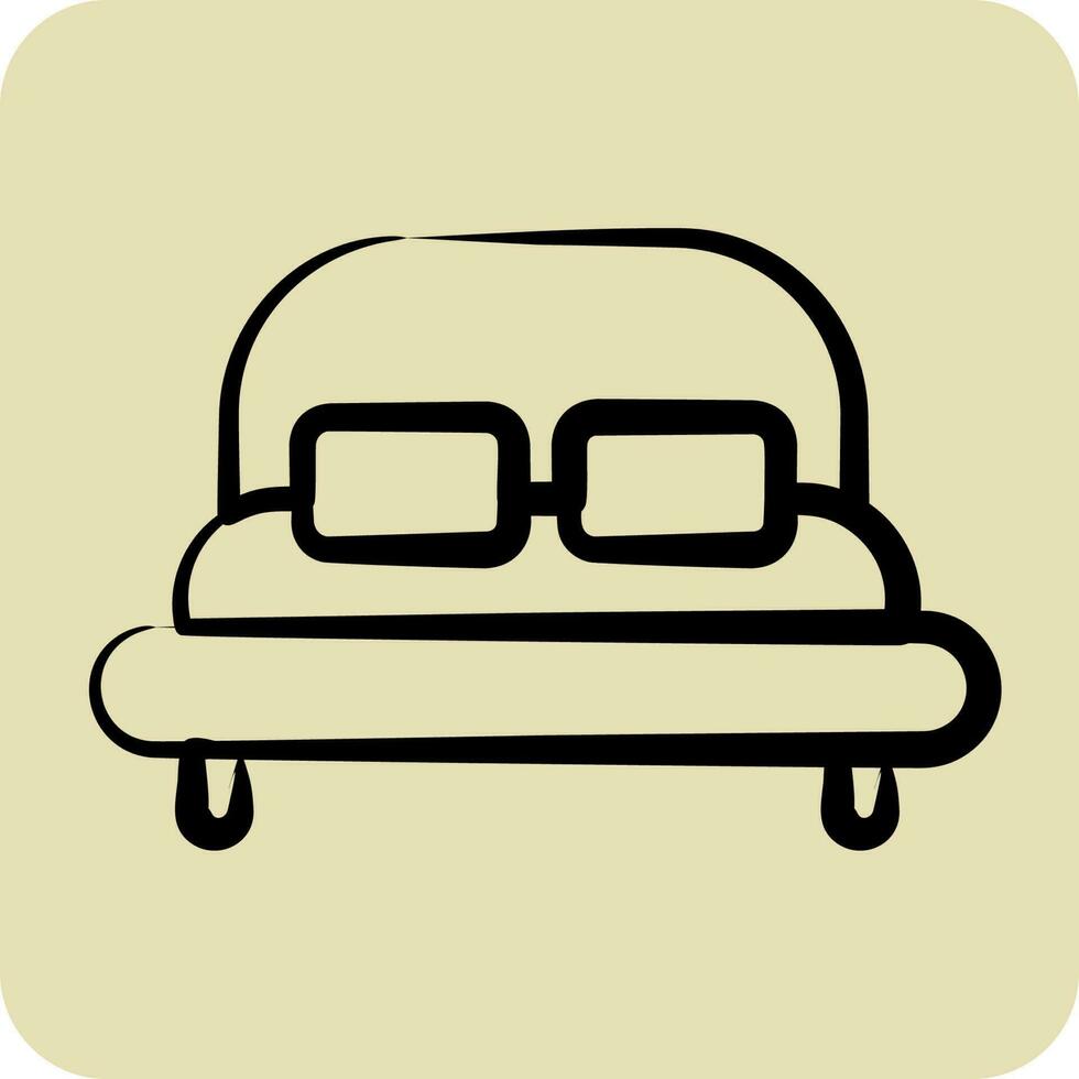 Icon Bed. suitable for Kids symbol. hand drawn style. simple design editable. design template vector