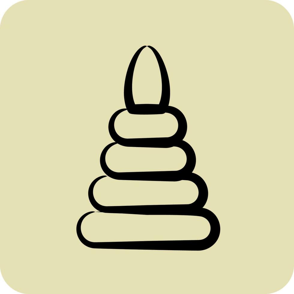 Icon Toy Pyramid. suitable for Kids symbol. hand drawn style. simple design editable. design template vector