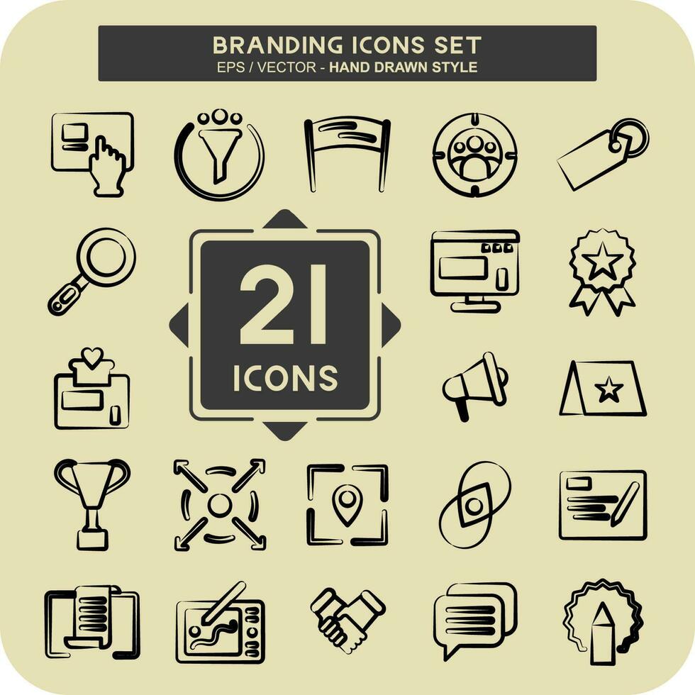 Icon Set Branding. suitable for Branding symbol. hand drawn style. simple design editable vector