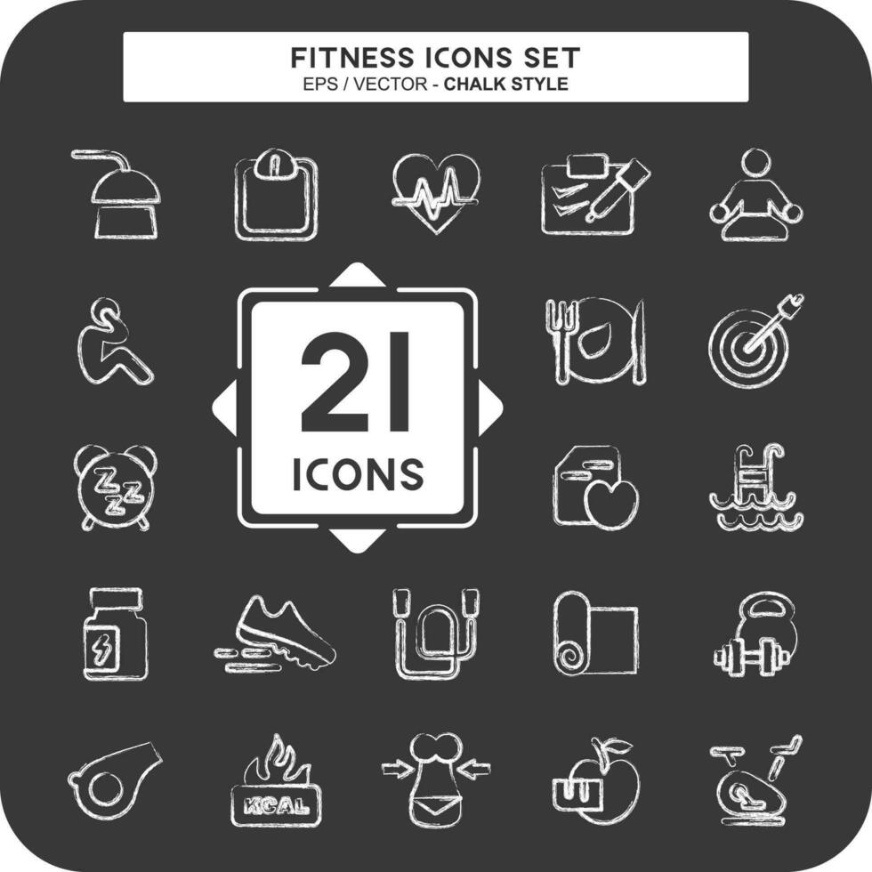 Icon Set Fitness. suitable for Healthy symbol. chalk Style. simple design editable vector